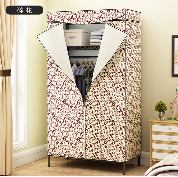 Thạc sĩ đơn giản vải tủ quần áo tủ quần áo không gian rộng lớn hiện đại HOM9011 bụi thép lắp ráp kinh tế kín - Buồng tủ áo