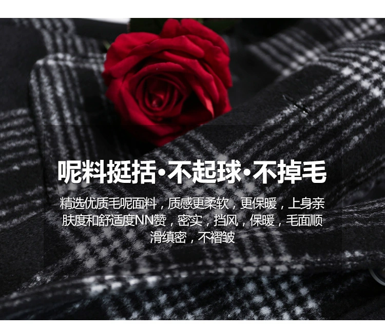 Áo khoác len nữ Houndstooth đoạn ngắn 2018 thu đông 2018 phiên bản Hàn Quốc mới của phụ nữ phổ biến áo khoác len rộng rãi nữ