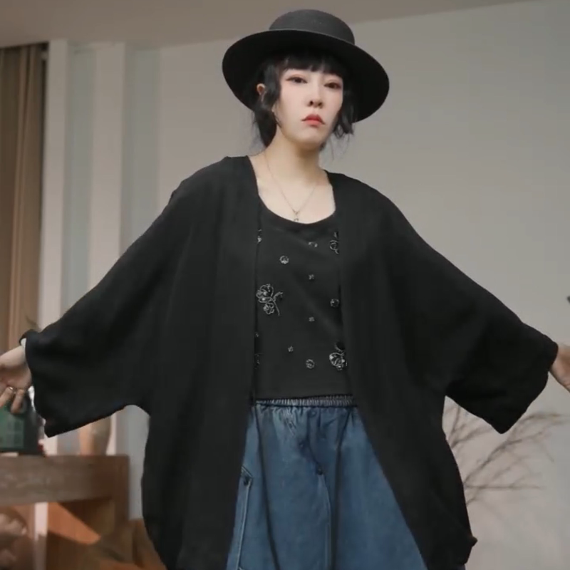 Infobyfive2026 Summer Lace-Up Lightweight Air-Conditioning Shirt Robe Shawl Cape Jacket Nf0605011