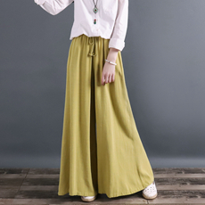 Rõ ràng quần smock bông và vải lanh quần chân rộng nữ lỏng lẻo kích thước lớn bảy quần quần váy quần retro văn học fan hâm mộ là mỏng mẫu đầm đẹp