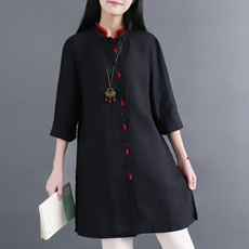 Qing triều đại retro phong cách Trung Quốc văn học fan cotton sling sling nữ mùa hè không tay cổ áo cổ áo nút áo linen vest áo kiểu nữ đẹp tuổi 35