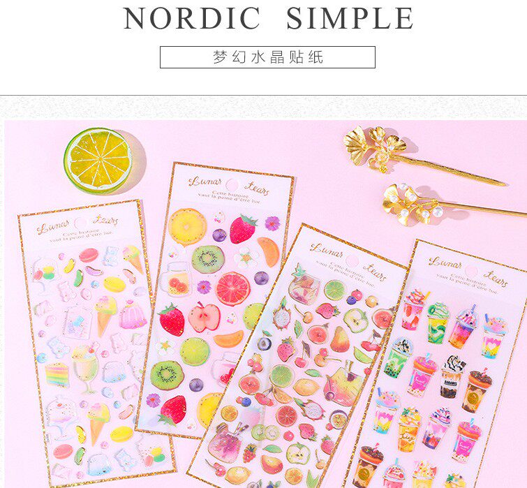 Cute cartoon stickers transparent decoration Handbook DIY album PVC student crystal sticker random shipment