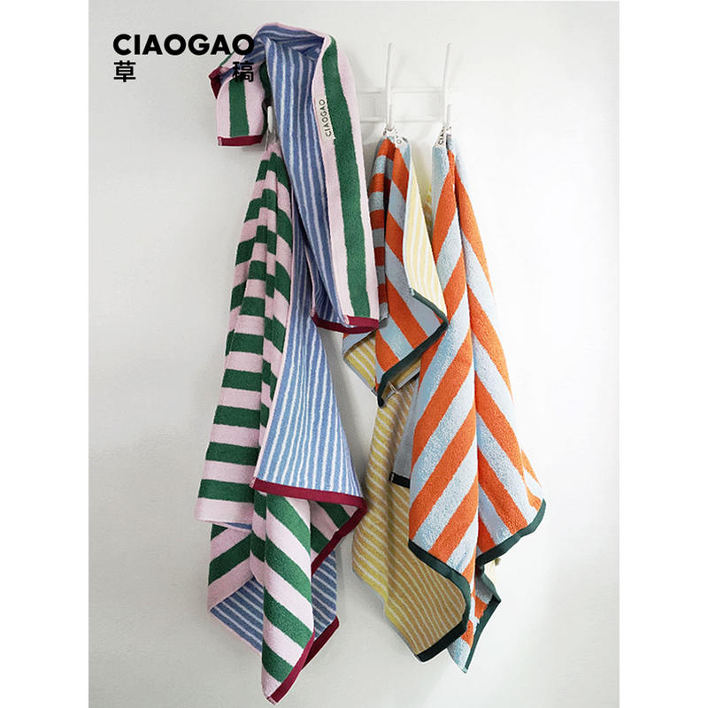 Draft Ciaogao Model Room Designer Style Summer Double-Sided Ins Striped Towel Face Towel Bath Towel Combed Cotton Draft Ciaogao Model Room Designer Style Summer Double-Sided Ins Striped Towel Face Towel Bath Towel Combed Cotton