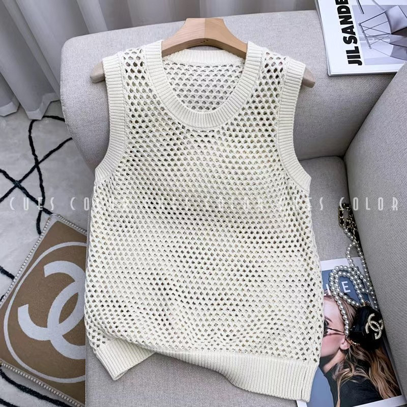 Hollow-Out Knitted Vest Cover-Up for Men and Women, 2025 Spring and Summer New Style, Fashionable Loose Sleeveless Top