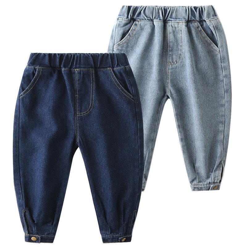 Boy jeans loose version 2022 new Korean version Children's autumn baby cuddling with feet long pants for spring clothes children's pants