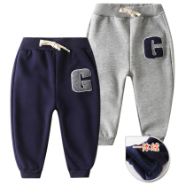 Boy Pants Plus Suede 2022 Autumn Winter New Casual Baby Ocean Gas Kid Sports Pants Children Integrated Suede Trousers