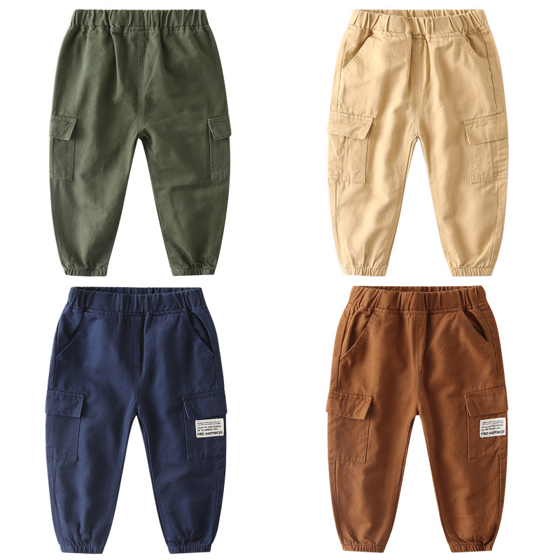 Boy overalls spring and autumn 2021 new Korean version of the pop-autumn models children's trousers baby foreign air casual children's pants