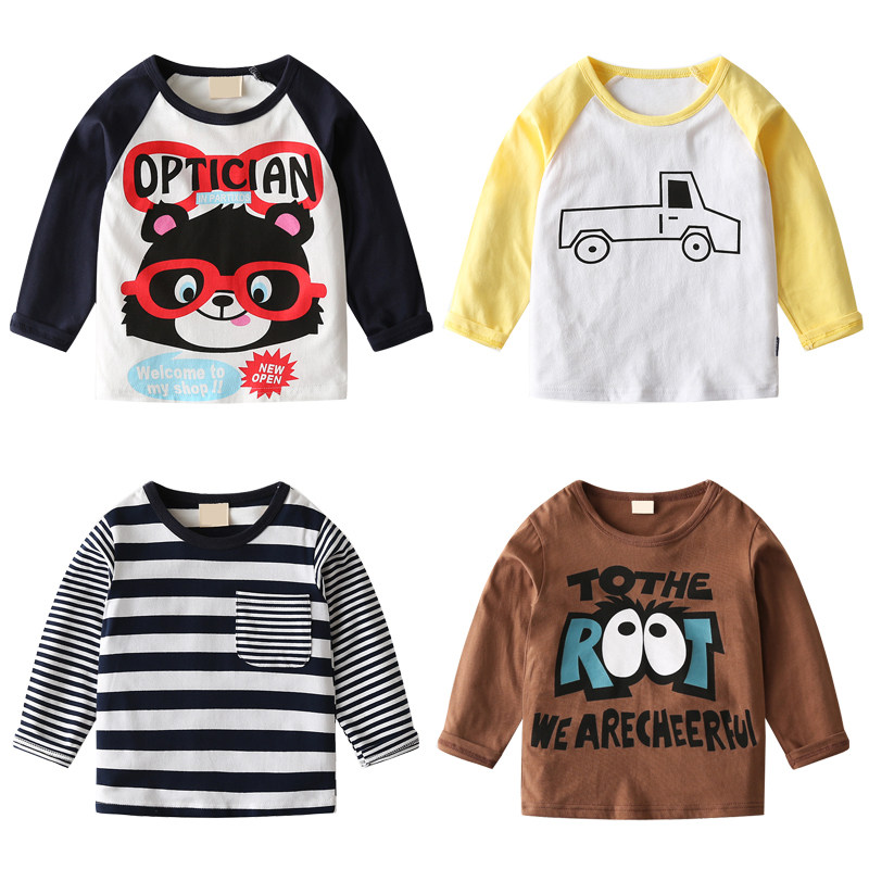 Boys T-shirt long-sleeved 2022 new cotton tide children's Western style children's clothing baby top children's spring and autumn bottoming shirt
