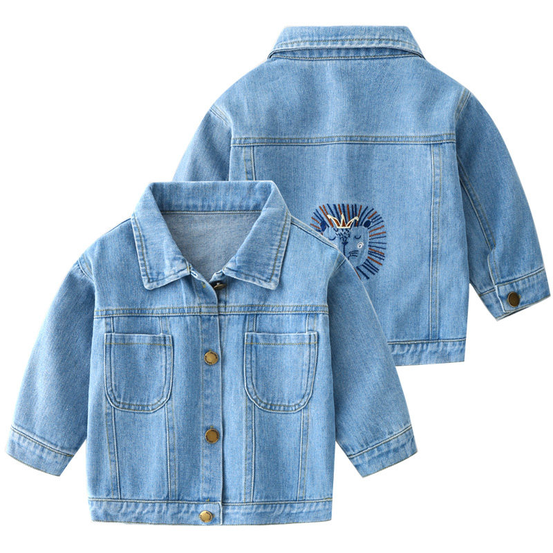 Boy Spring Clothing Denim Jacket 2022 New Korean Version Spring Autumn Kid Jacket Baby Foreign Pie Cardiovert Children's Blouse