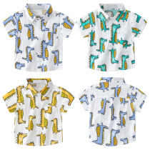 Break code clear cabin boy short sleeve shirt Korean version boy clothing summer clothing personality boy slim fit baby pure cotton childrens blouse