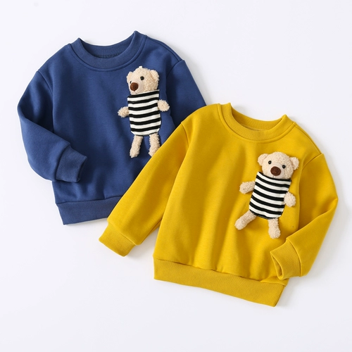 Бархатная удерживающая тепло мультяшная детская демисезонная утепленная толстовка для мальчиков, в западном стиле