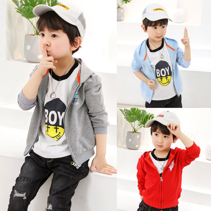 Broken Yard clear cabin boy coat Chauhan version children dress spring clothes baby pure cotton cartoon blouses children even hat jacket