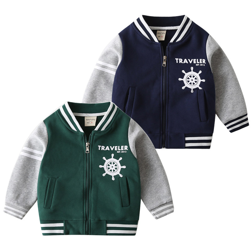 Boy jacket spring and autumn 2021 new Korean version of the foreign school children baby thin velvet thickened top children's baseball suit