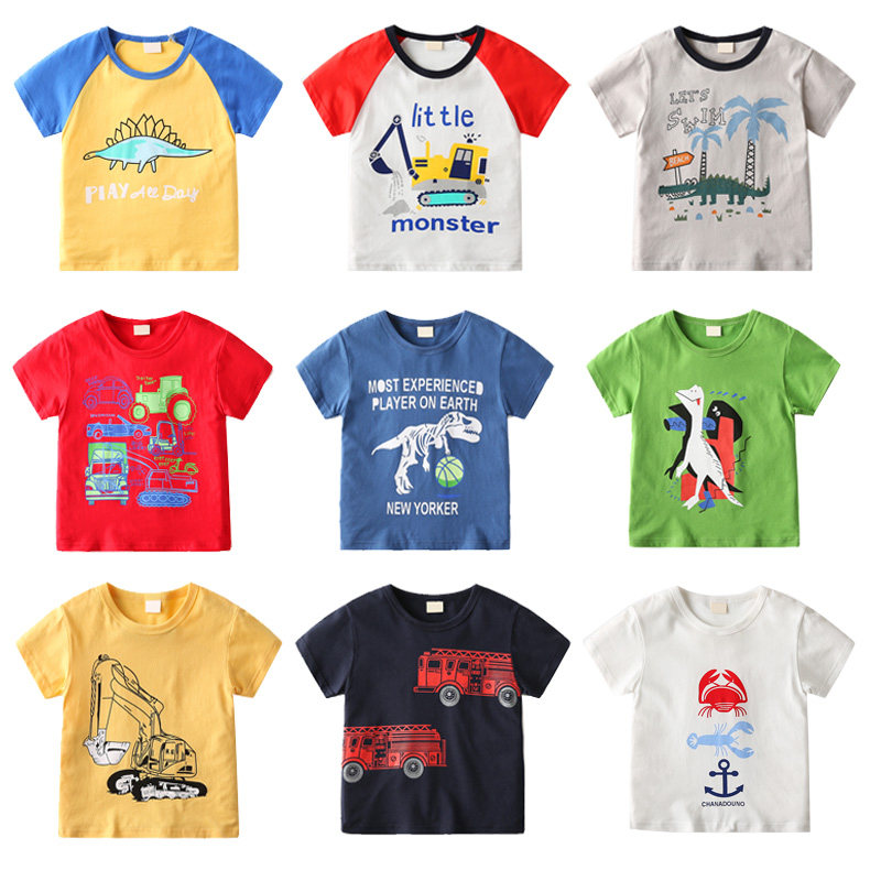 Boy T-shirt short sleeve pure cotton ins cool foreign Han version Next-shirt child loose cardiovert baby cartoon child half sleeve