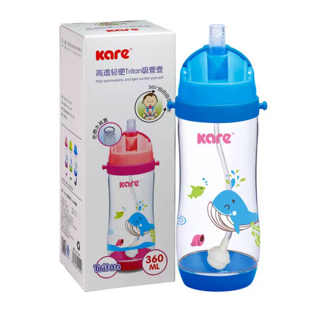 Chén nước Keer cho bé chống rơi, chống phun, không độc hại 360ml, cao trong mờ, nhẹ nhàng, bình rơm Tritan KR-5140 - Cup / Table ware / mài / Phụ kiện