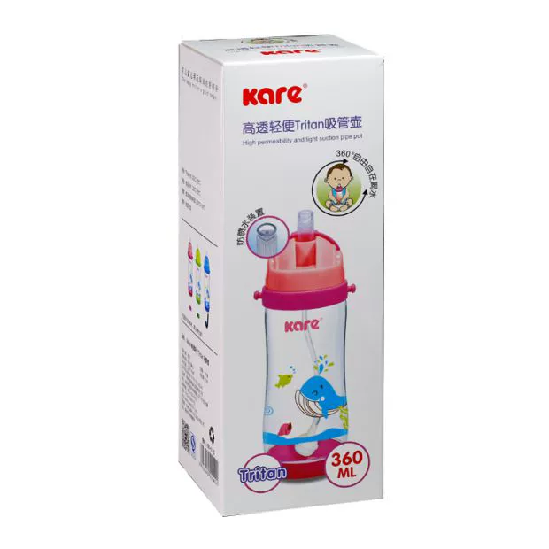 Chén nước Keer cho bé chống rơi, chống phun, không độc hại 360ml, cao trong mờ, nhẹ nhàng, bình rơm Tritan KR-5140 - Cup / Table ware / mài / Phụ kiện