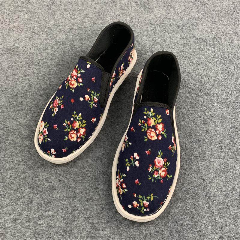 Winter old Beijing cloth shoes men's Xishan flower cloth shoes all-match slip-on shoes canvas shoes black driving work society