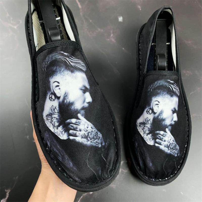 2022 spring new floral cloth shoes spirit guy lazy social network red bean all-match young and middle-aged couple leisure