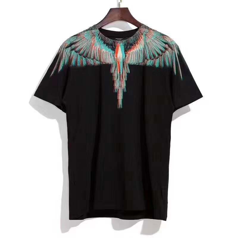 MB 17ss silver 3D phantom rainbow color matching wings round neck short-sleeved T-shirt tee men and women