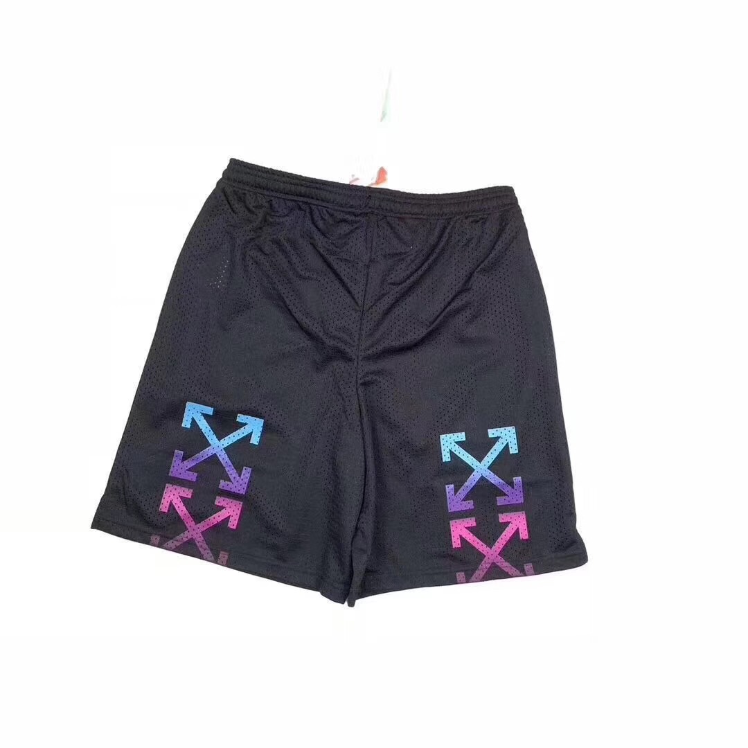 OFF-WHITE C O VIRGIL ABLOH 19ss black back rainbow gradient arrow mesh shorts