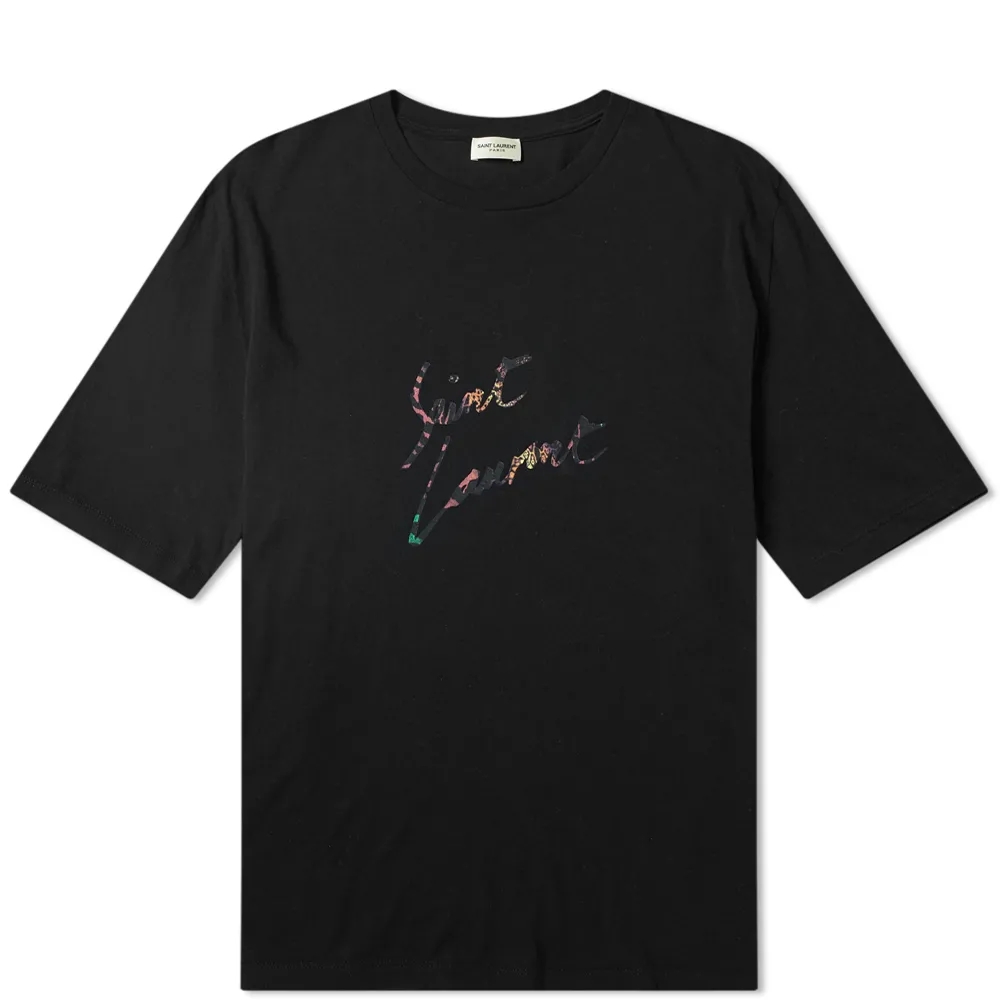 saint laurent SLP black and white logo printed color patterns short sleeves tee