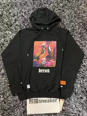 Heron Preston HP19ss new color pattern black and white crane letter hooded pullover casual top hoodie