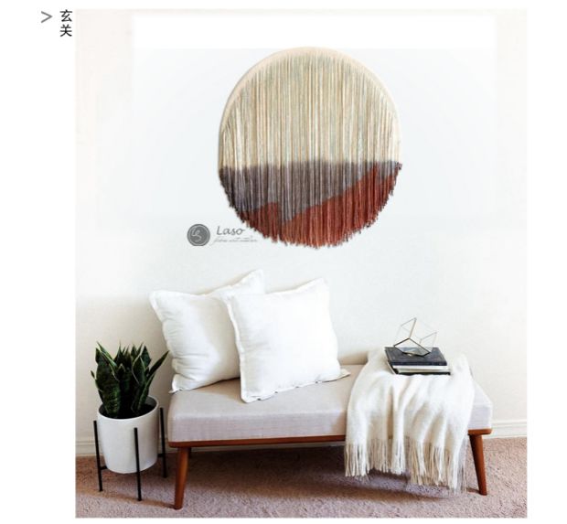 Tấm thảm trang trí bằng gỗ tròn LASO Tấm thảm dệt bằng tay Phòng khách Phòng ngủ B & B Khách sạn Tranh trang trí thảm vải treo tường