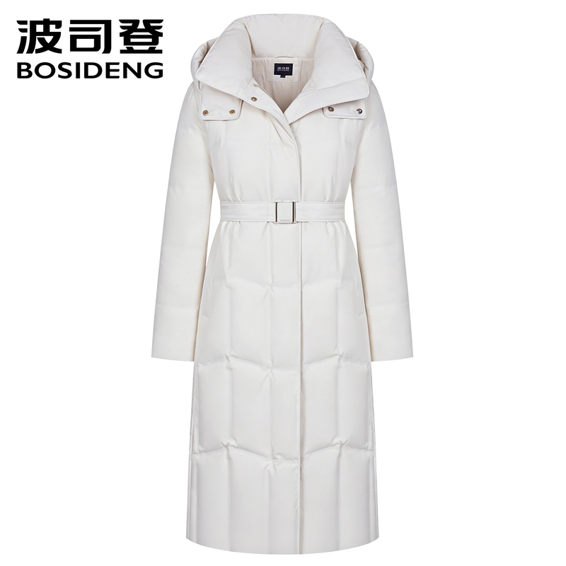 Bosideng Women's Long down Jacket, New Winter Style, Business Style, Commuter Style, Waist-Cinching, Detachable Hood, Goose down Coat Bosideng Women's Long down Jacket, New Winter Style, Business Style, Commuter Style, Waist-Cinching, Detachable Hood, Goose down Coat