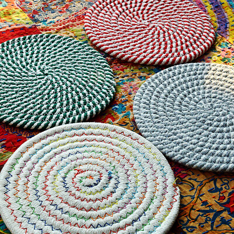 Elendir Bohemian style insulation mat anti-scalding coaster hand-woven mat household pot mat placemat