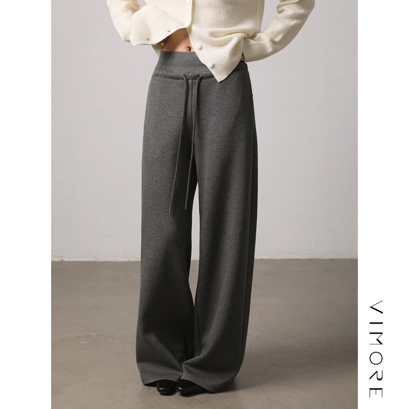 Vimore Versatile Relaxed Straight-Leg Sweatpants Autumn New Air Layer Wide-Leg Pants Floor-Length Casual Trousers