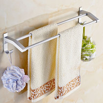 Punch-free bathroom towel rack hand towel hanging rod double pole toilet space aluminum suction Wall bath towel rack