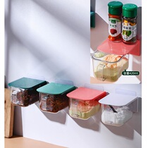Household kitchen seasoning box seasoning tank pulling nail-free dust-proof and moisture-proof wall-free perforated salt seasoning bottle jar