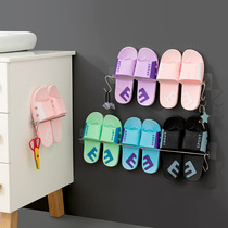 Bathroom slipper rack Wall-mounted wall toilet towel shoe storage artifact Bathroom punch-free storage shelf
