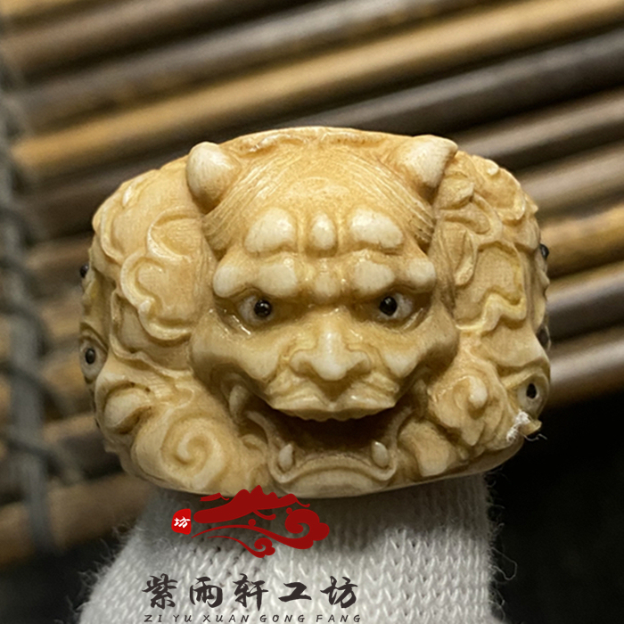 Deer Antler Root Carving Prajna Ring Finger Ring Mobile Phone Pendant DIY Accessory Keychain