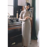 茉茉旗袍 Летнее длинное ретро ципао, с рукавом