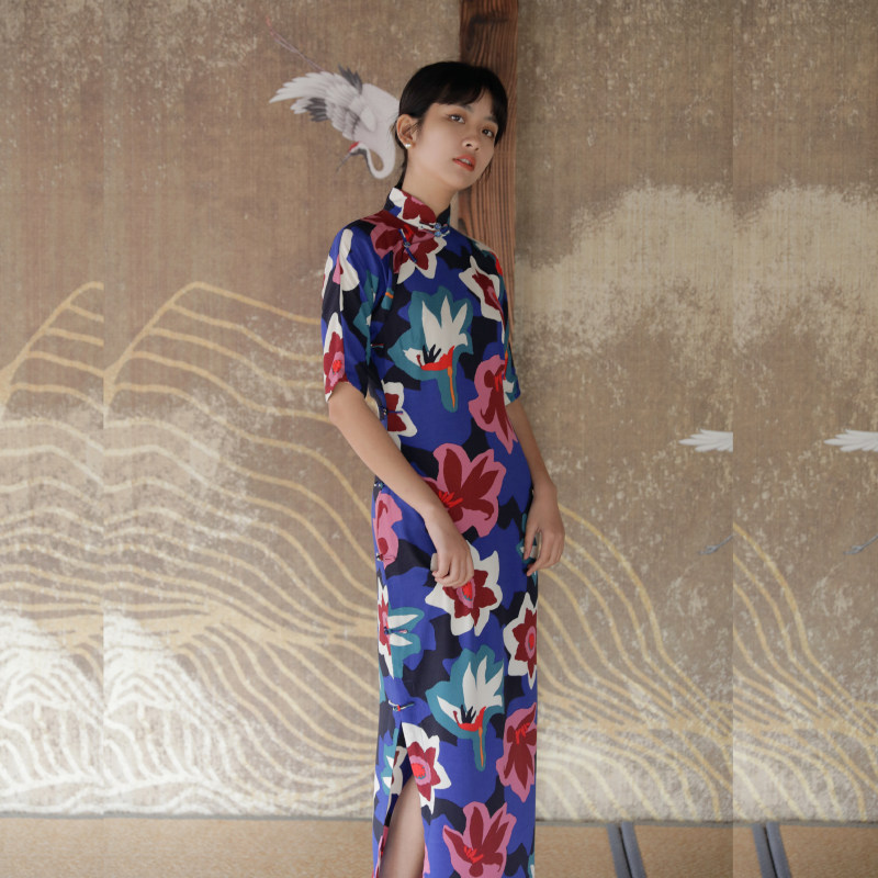 Jasmine flagrobe May new four - point sleeve full - open cardiga retro - art daily Chispin flaggown