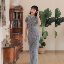 Jasmine qipao July new product short sleeves with sleeves full open placket long retro literature daily chiffon qipao first snow