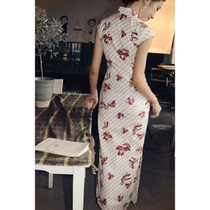 Jasmine cheongsam spring and summer new product small sleeve half-open cardigan long literary retro daily cotton cheongsam good friend