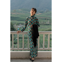 Jasmine cheongsam eight-point sleeve full-open long retro literature and art everyday people silk cheongsam