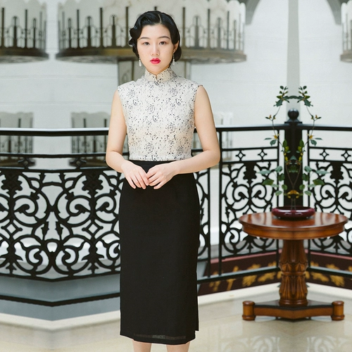 Mo Mo Fang Угловая рукавов наполовину ежедневные ежедневные печать