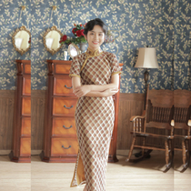 Jasmine cheongsam July new three-point sleeve full cardigan long retro daily mesh lace cheongsam hometown autumn