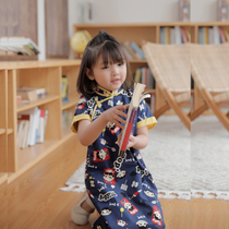 Jasmine cheongsam 5 new short sleeve sleeve retro daily printed cotton children cheongsam toffee girl