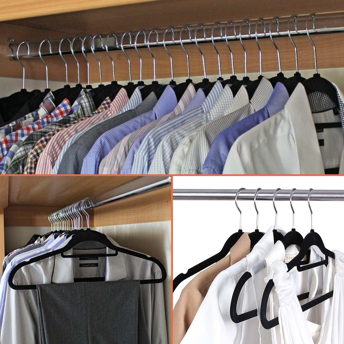 Export original thickened 45cm non-slip flocking hangers 20 unmarked coats home wardrobe clothing store hangers