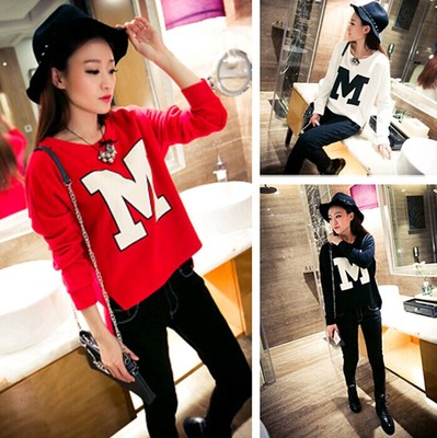 2018 Korean version of autumn clothes outside wearing new women's clothing wave thin loose blouses middle school students college wind spring and autumn long sleeve T-shirt