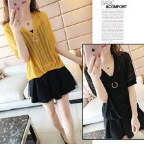 Tall belly dress age small fat fairy suit cover meat Foreign style fashionable two-piece fat mm thin summer