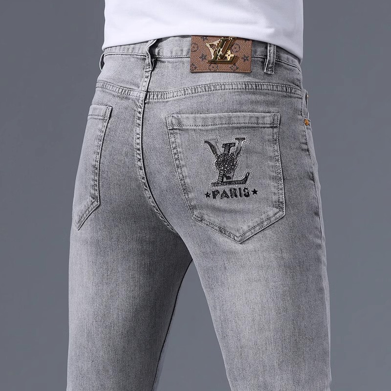 Hong Kong High-End European-Style Light Luxury Men's Jeans, Summer Thin Fashion Trendy Slim-Fit Skinny Stretch Denim Pants