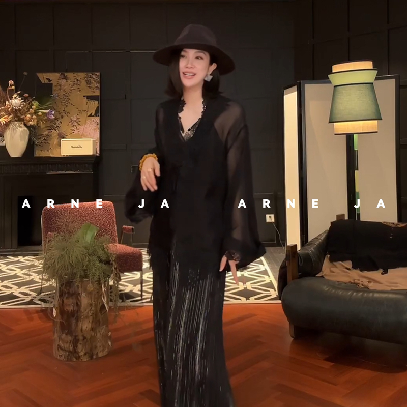 「Arne Ja」French Romantic Victorian Lace Carved Silk See-Through Layered Top D61Sw1163 「Arne Ja」French Romantic Victorian Lace Carved Silk See-Through Layered Top D61Sw1163
