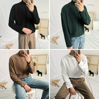 ZPZ mùa thu đông đơn giản phiên bản Hàn Quốc của xu hướng áo len nam cổ trụ nửa màu, cổ trụ được thiết kế bên trong áo len kẻ sọc áo nam đẹp