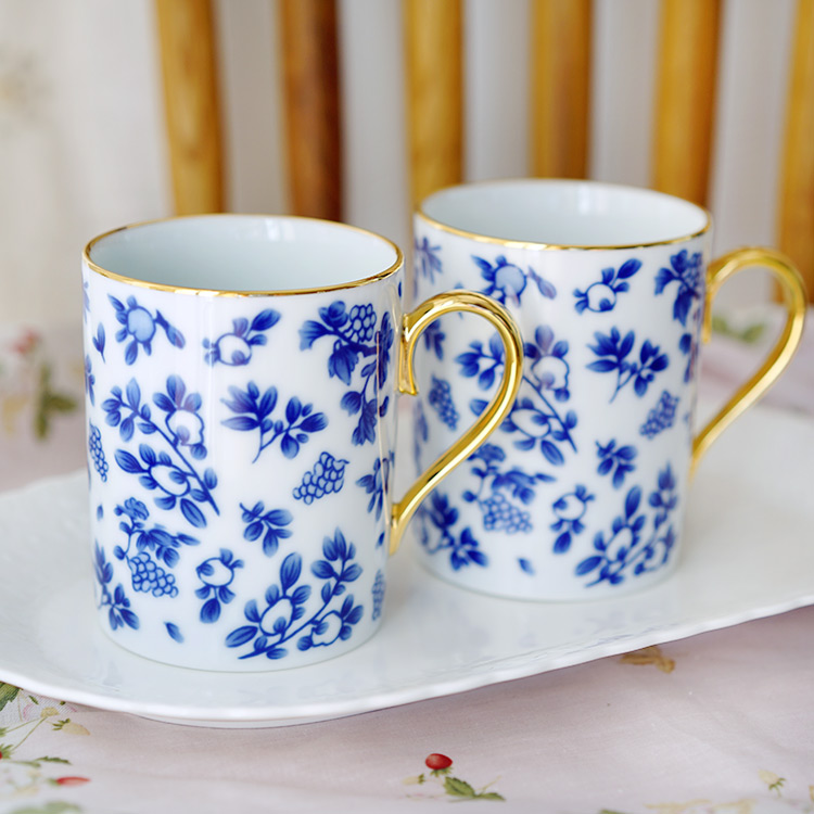 LEGLE France LIGU Blue and white porcelain Phnom Penh mug pair cup 250ml gift box ceramic cup