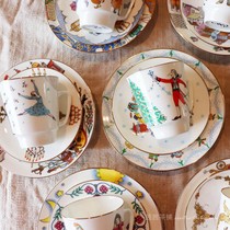 Russian Royal porcelain Lomonosov Fairy Tale Ballet Bone China Coffee Black tea cup Saucer Three-piece set Christmas